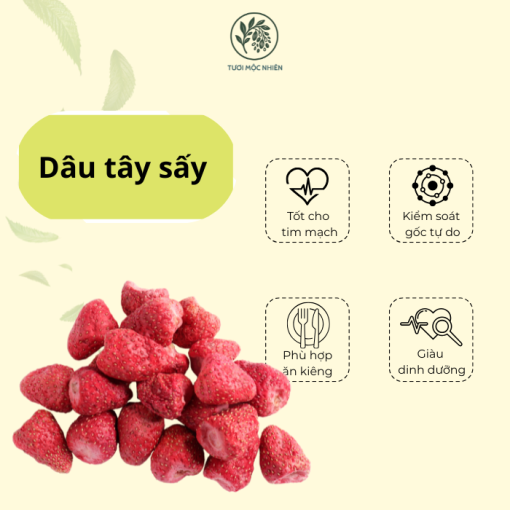 500g Dâu tây sấy thăng hoa Tươi Mộc Nhiên - Ảnh 3